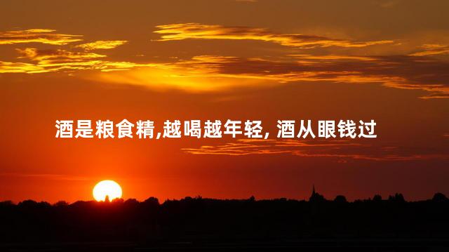 酒是粮食精,越喝越年轻, 酒从眼钱过,不喝是罪过