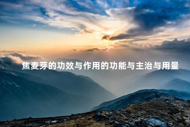 焦麦芽的功效与作用的功能与主治与用量